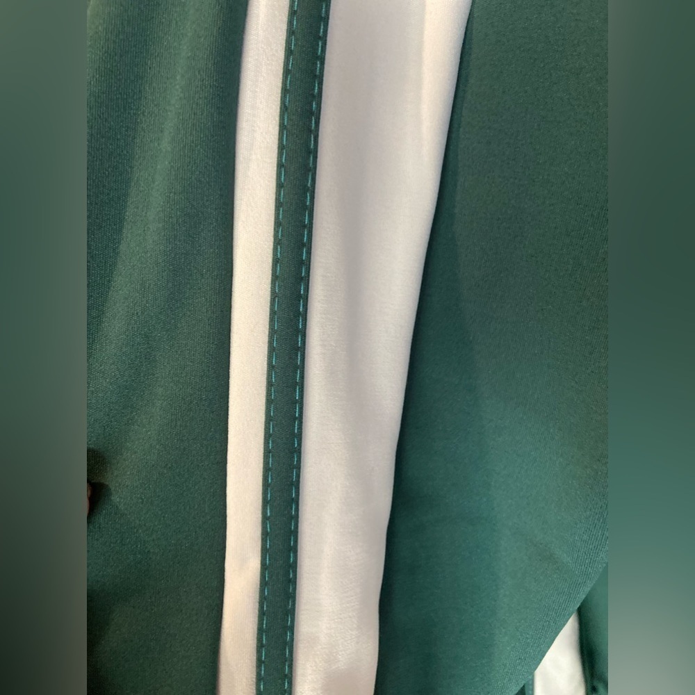 Rouge Collection~NWOT~Kelly Green/White Stripe Tracksuit~1/4 Zip~Hooded~Size 2X - Picture 3 of 16